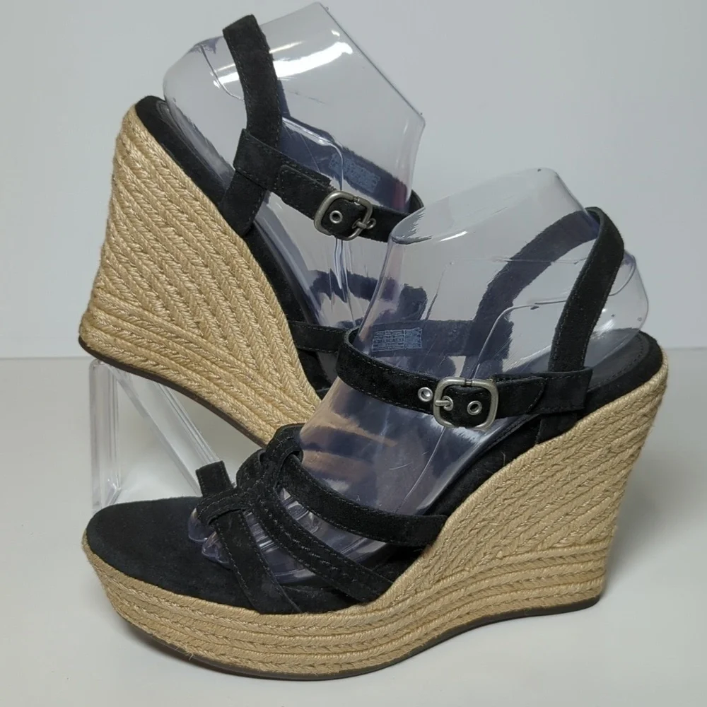 UGG Callia Platform jute/espadrille wedge sandal women's size 9